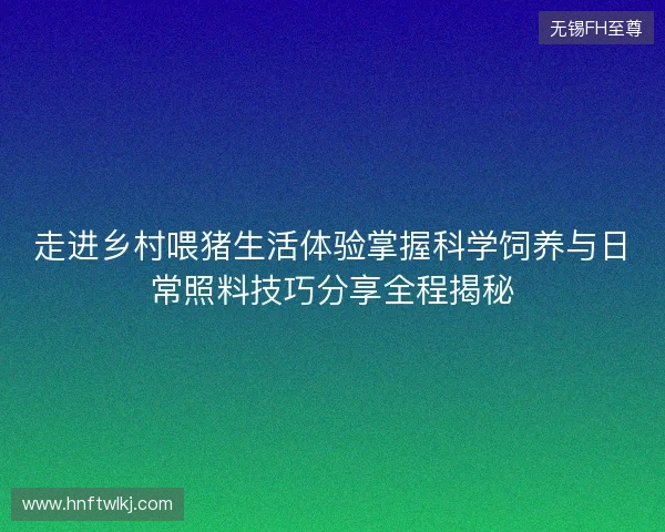 走进乡村喂猪生活体验掌握科学饲养与日常照料技巧分享全程揭秘